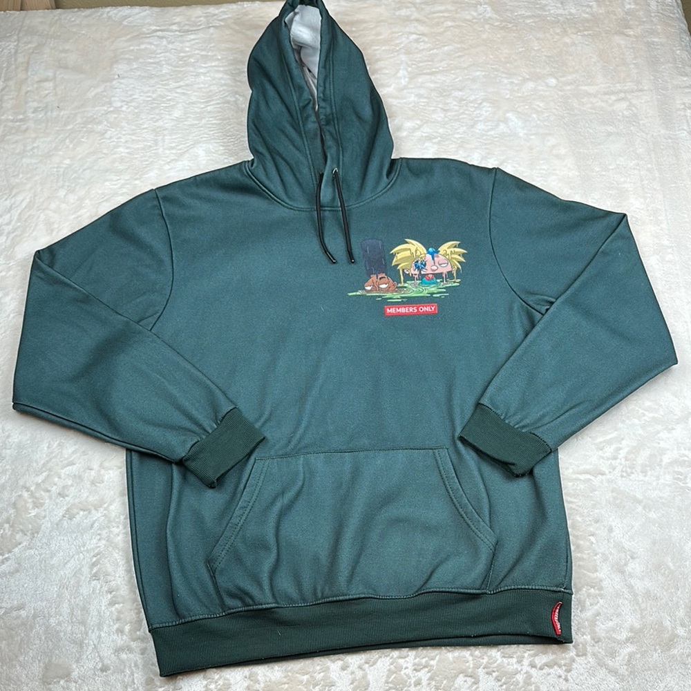 Members Only Green Hoodie Sweatshirt Nickelodeon Hey Arnold SpongeBob Rugrats